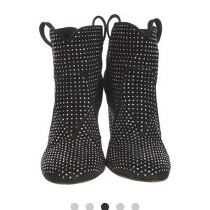 BlackSuede Beaded Riding Boots by Laurence Dacade Size 10